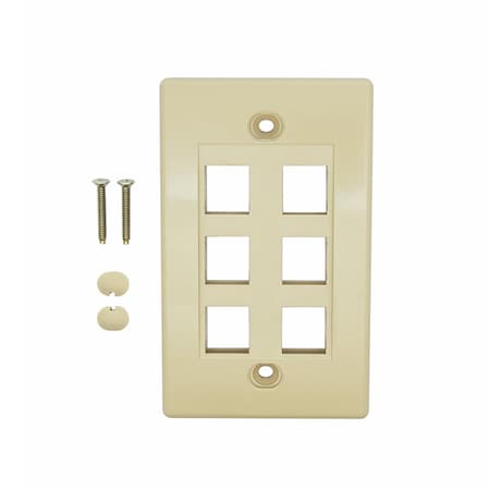 Bestlink Netware Decora Type Keystone Wallplate- 6 Port- Ivory 101805IV